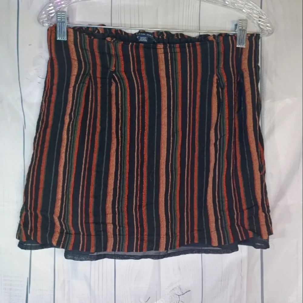 American Eagle striped pull-on boho festival mini skirt with paperbag waist